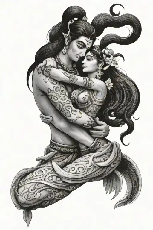 Shiv Parvati Romantic Hug