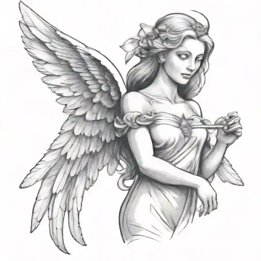 Female Guardian Angel With Wings Spread Wide