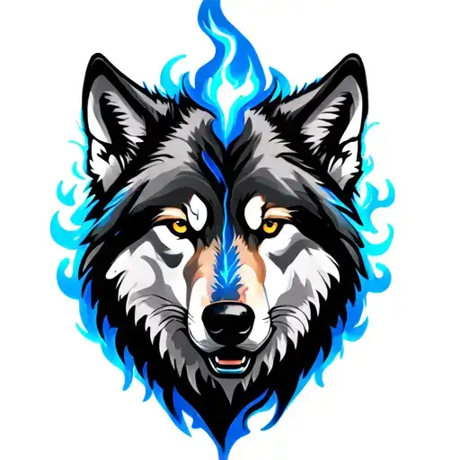 Wolf With Blue Fire