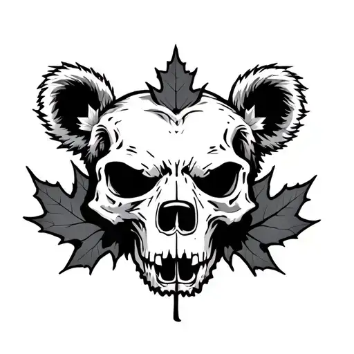 Bear Skull And Maple Leafs
