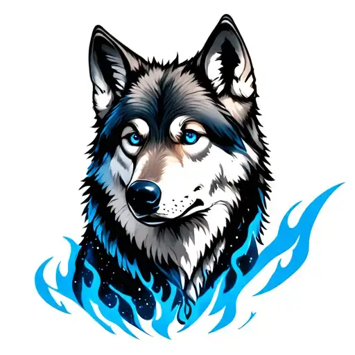 Wolf With Blue Firefighter