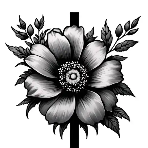 Cross Tattoo Flowers Growing