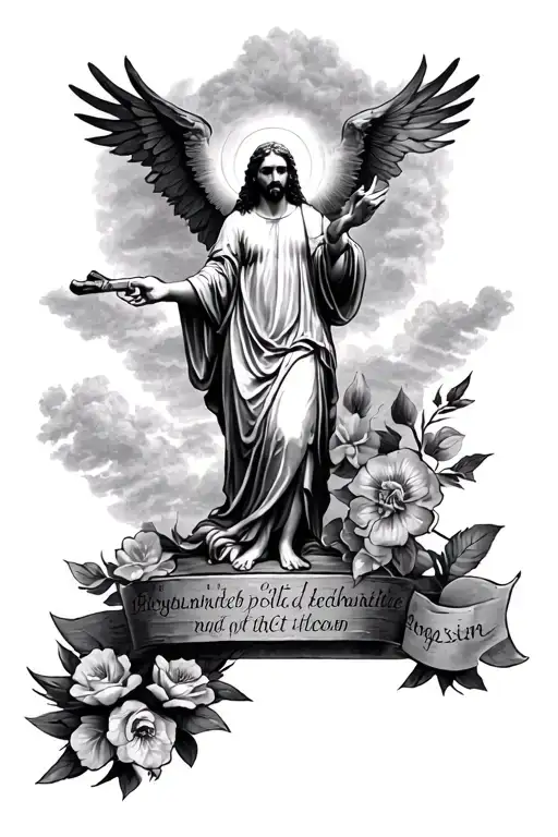 Religious Memorial Tattoo Design