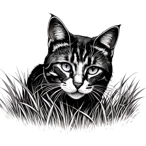 Cat Grass Field Looking