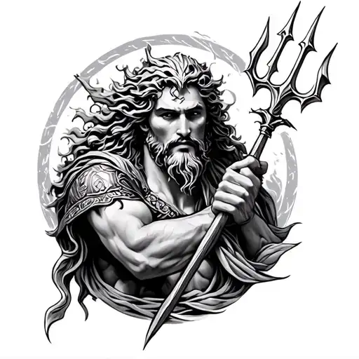 God Of The Ocean Poseidon Sleeve With Down Facing Trident