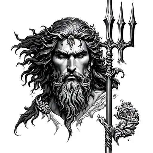 God Of The Ocean Poseidon Sleeve With Down Facing Trident