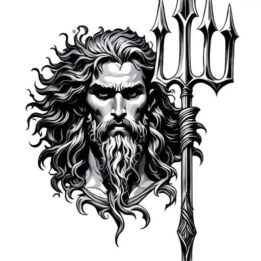 God Of The Ocean Poseidon Sleeve With Down Facing Trident