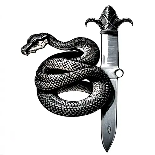 Snakes Wrapped Around Knife