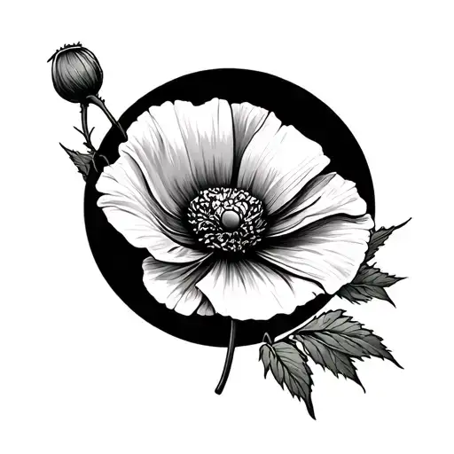 Poppy In A Enso Circle