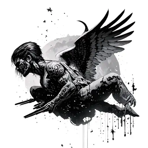 Icarus' Fall In A Futuristic Cyberpunk Style