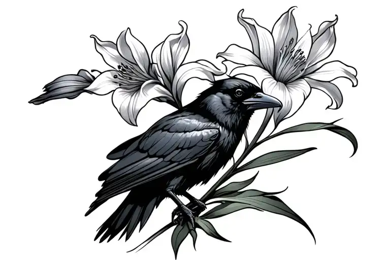 Raven Holding Gladiolus Flower