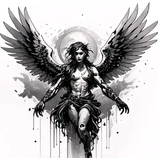 Icarus' Fall In A Futuristic Cyberpunk Style