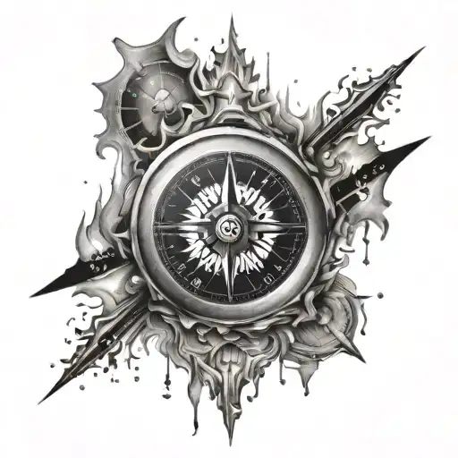 Melting Compass Surrounded By North Star