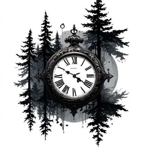 Clock Forest Darkness