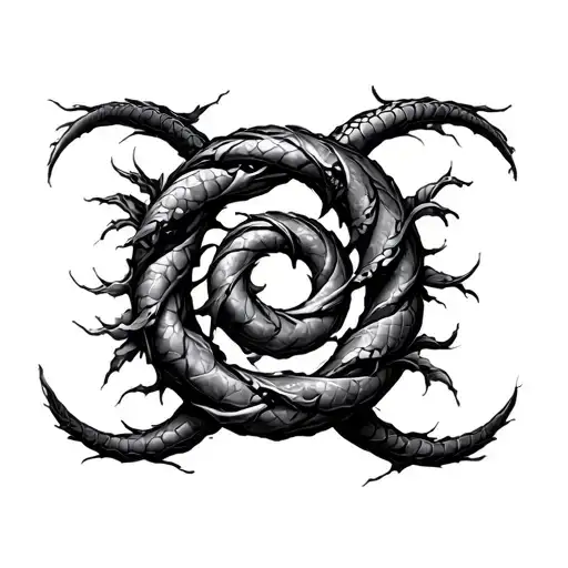 Ouroboros One Line Drawing 12 Parts Forming