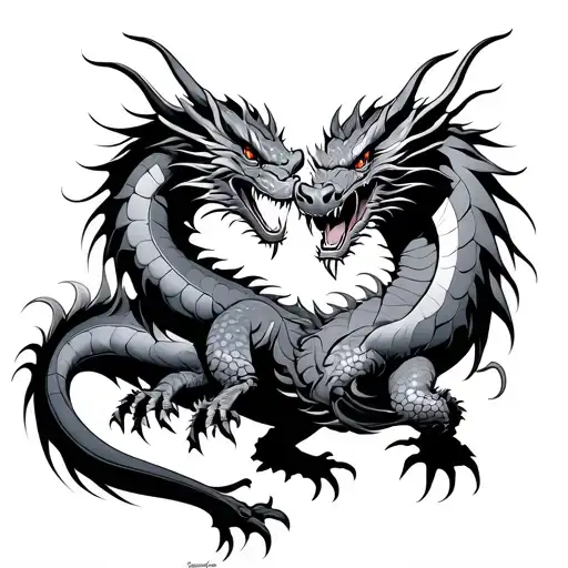 Japaneese Dragons Fighting Eachother