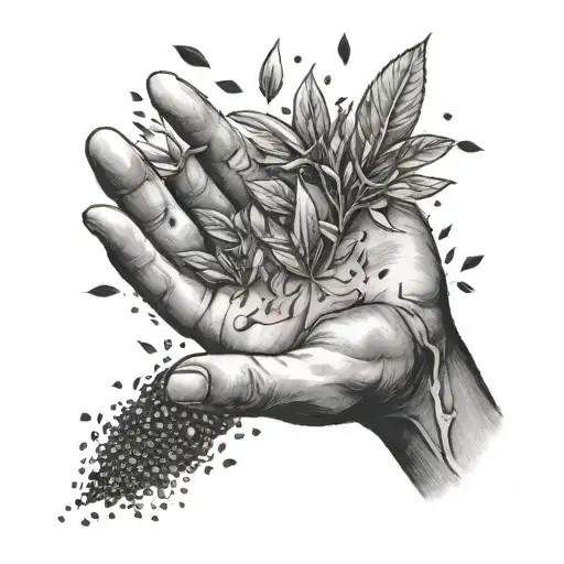 Hand Throwing Seeds Drifting Away