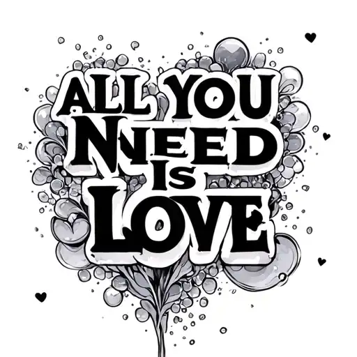 All You Need Is Love In Bubbly Letters With Color