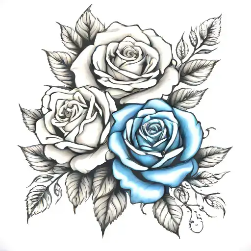 Roses Blue And White