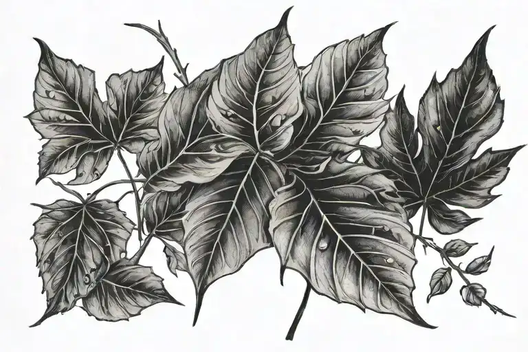 Leaves On Stalk Meeting At The End