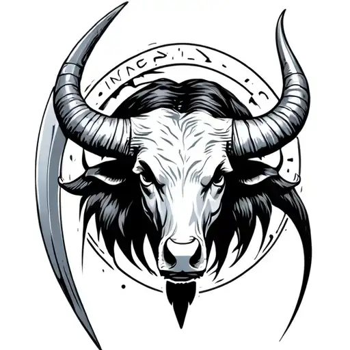 Bull Horns With Scythe