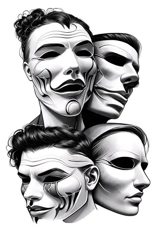 Facade Masks Mixed Representing Different Emotional States