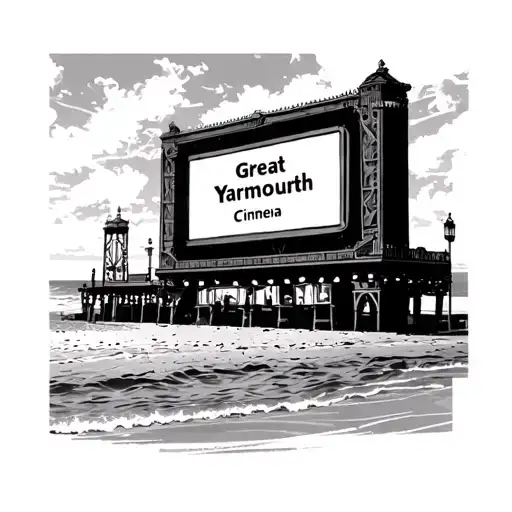 Great Yarmouth Beach With Cinema Screen And 'Great Yarmouth' Text