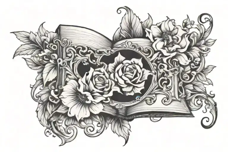 Floral Frame Book Open