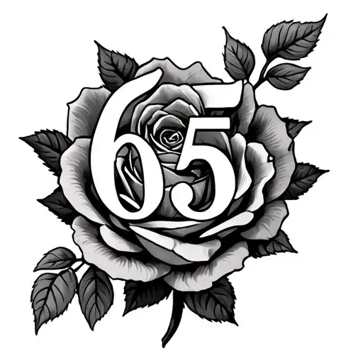 Roses With The Number 65 Worked Into The Design