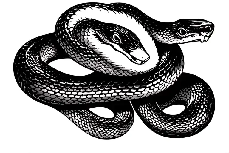 A Snake In The Shape Of The Brisbane River Traditional Style Black And White