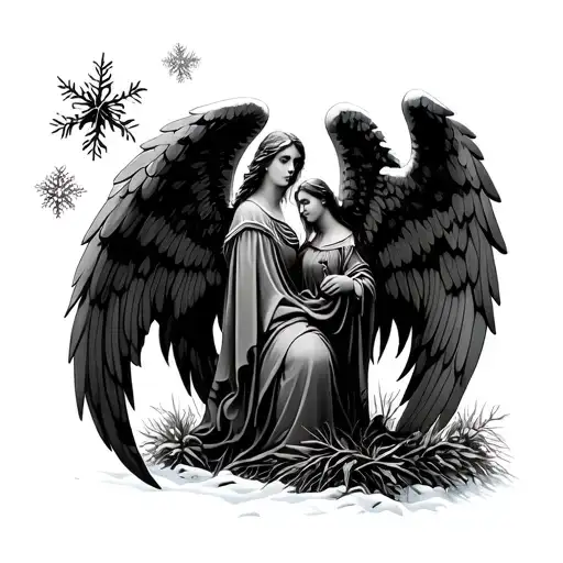 Winter Angel Cemetery Longing Time