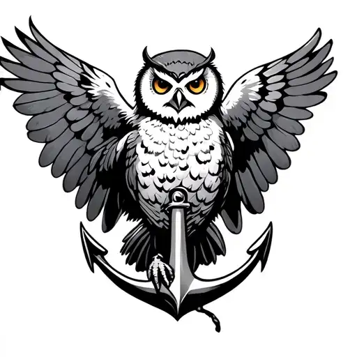 Flying Owl Holding On To An Anchor