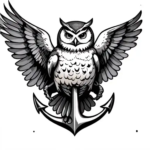 Flying Owl Holding On To An Anchor