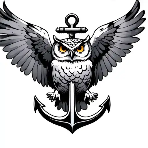 Flying Owl Holding On To An Anchor