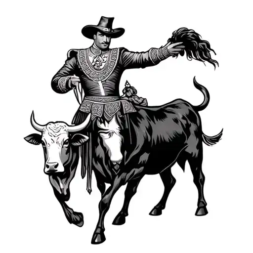 One Spanish Matador And A Bull