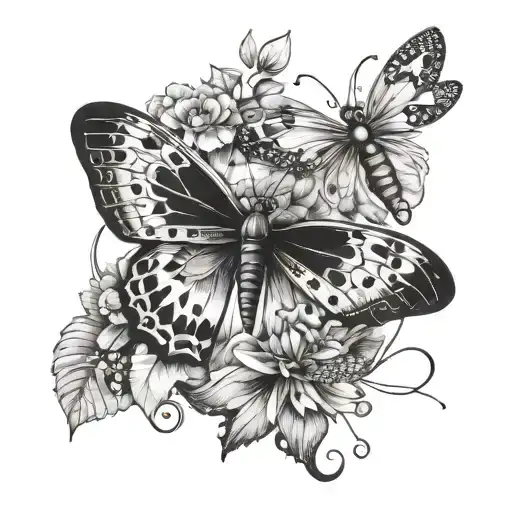 Butterfly With Dragonfly And Ladybug