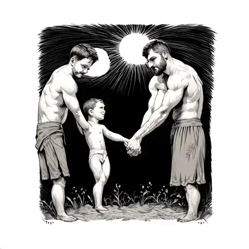 Father & 2 Sons Holding Hands