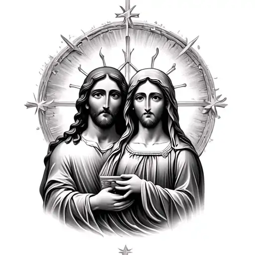 Christ To The Left And The Virgen Del Carmen On The Right Side