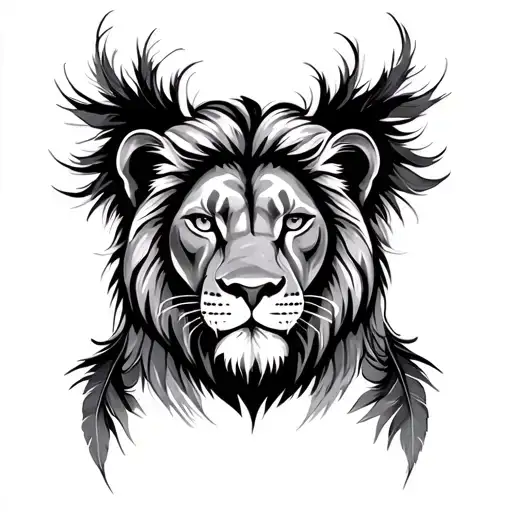 Lion Whit Feather Vertical With