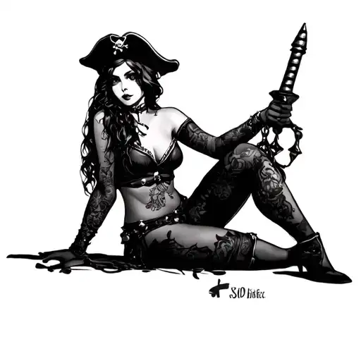 Femme Pirate Sexy Girl Sitting