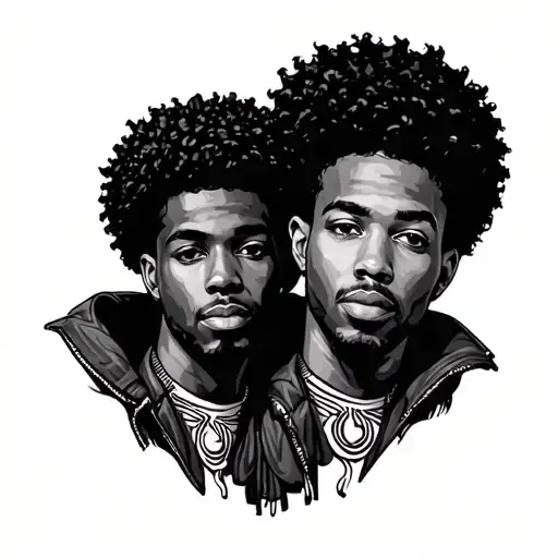 Afrocentric Twin Brothers With Space Hair