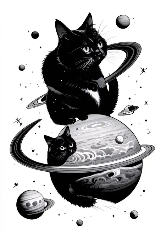 Solar System With Tiny Cats