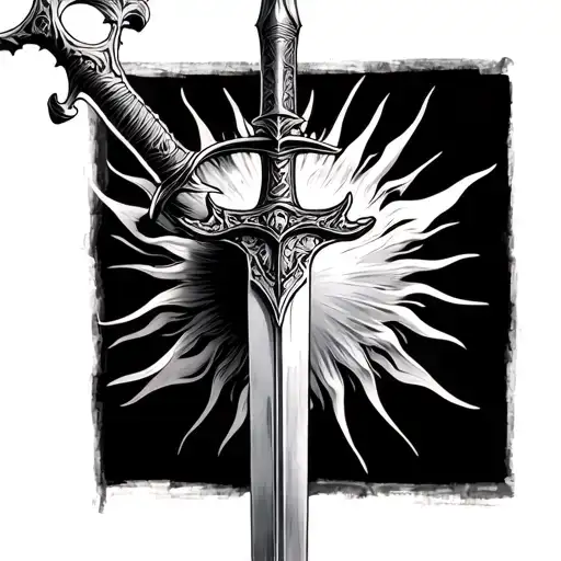 Medieval Sword With A Sun At The Hilt