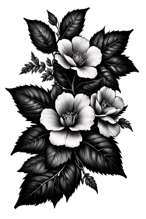 Flowers And Vines Wrapping Leaves Intertwined