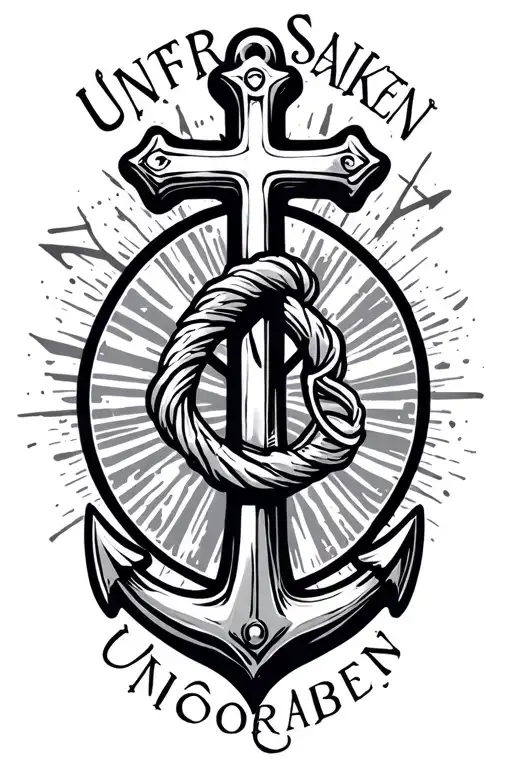 Cross With Anchor On The Bottom And The Word Unforsaken Around It