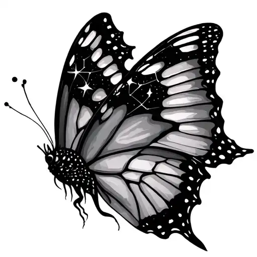 Back Neck Butterfly With Aries Constellation