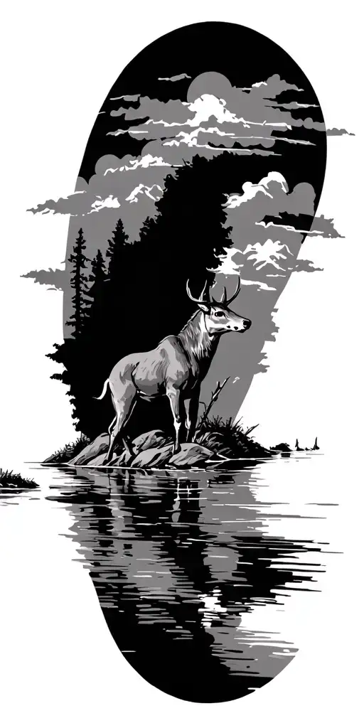 Hunting Scene On River