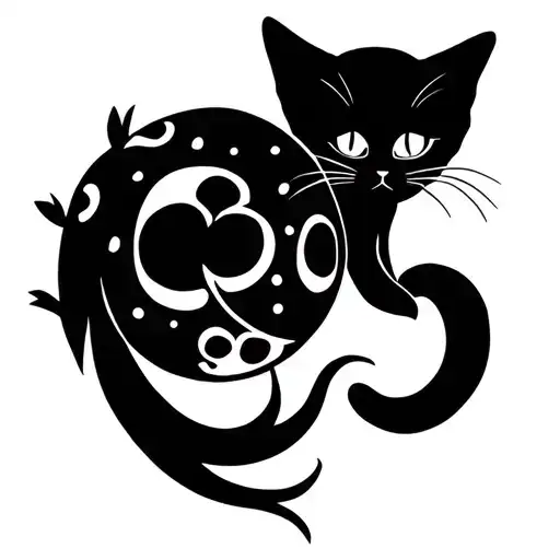 Cat Silhouette Coccinelle Catch On A