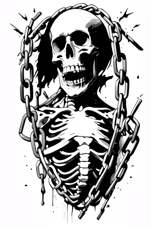 Skeleton Or Person Breaking Free From Chains