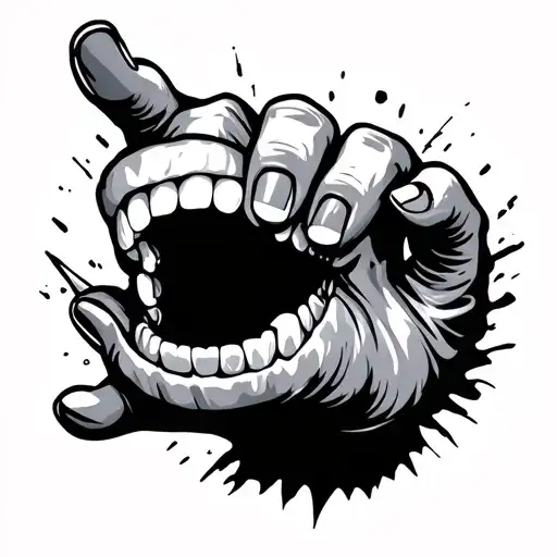 Projectile Chewing And Hand With Three Fingers